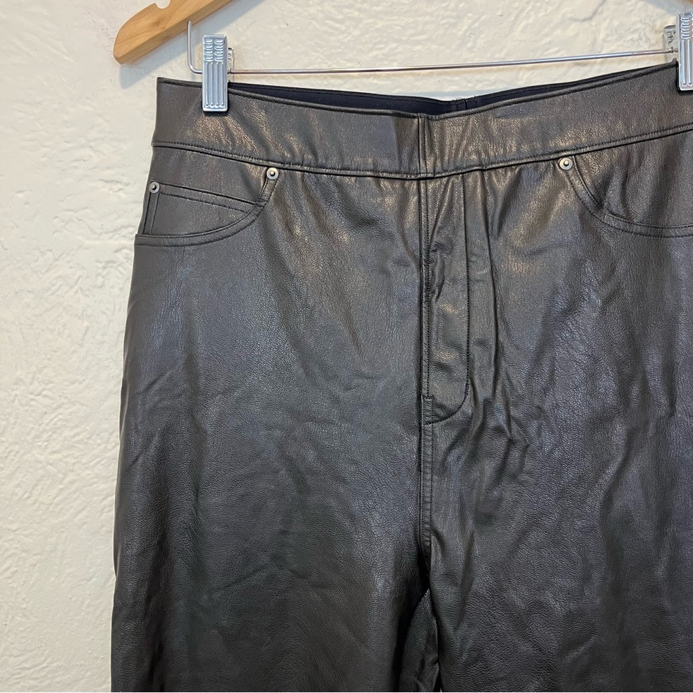 Spanx Faux Like Leather Skinny Pants Large L Black Brown - Picture 4 of 9